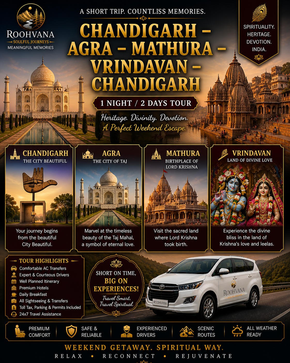 CHANDIGARH β AGRA β MATHURA β VRINDAVAN β CHANDIGARH (1N/2D)