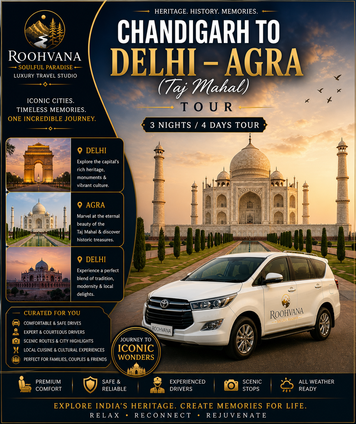 CHANDIGARH – DELHI – AGRA (TAJ MAHAL) TOUR (3N/4D)