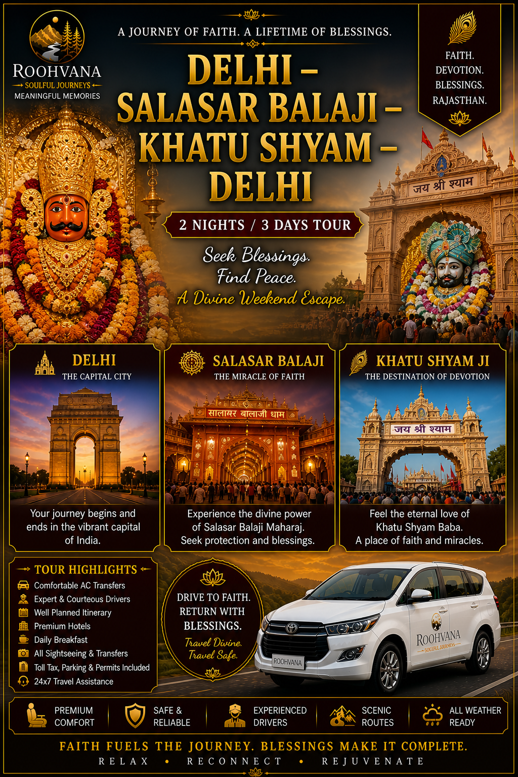 DELHI – SALASAR BALAJI – KHATU SHYAM – DELHI (2N/3D)