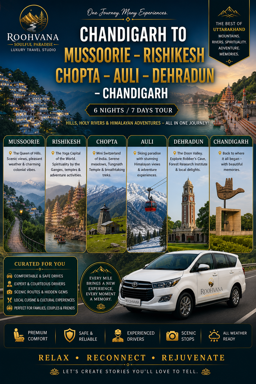 CHANDIGARH – MUSSOORIE – RISHIKESH – CHOPTA – AULI –DEHRADUN – CHANDIGARH (6N/7D)