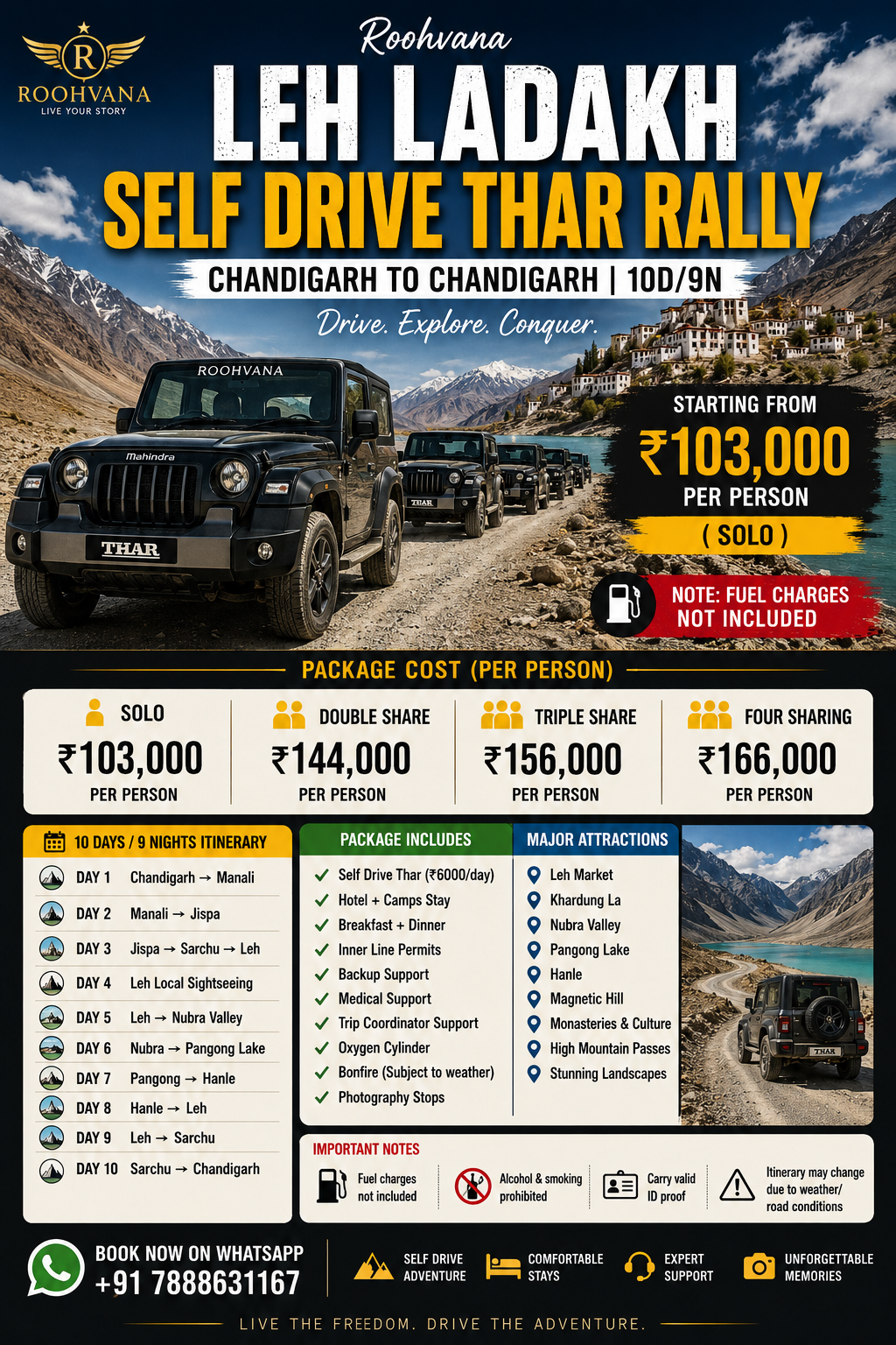 Leh Ladakh Self Drive Thar Rally 10D/9N