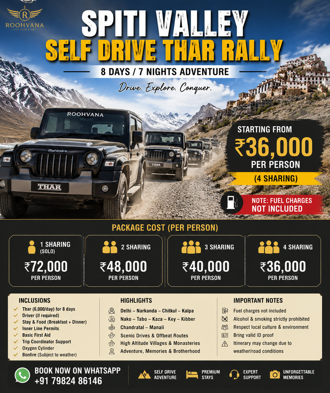 Spiti Valley Self Drive Thar Rally | 8D/7N