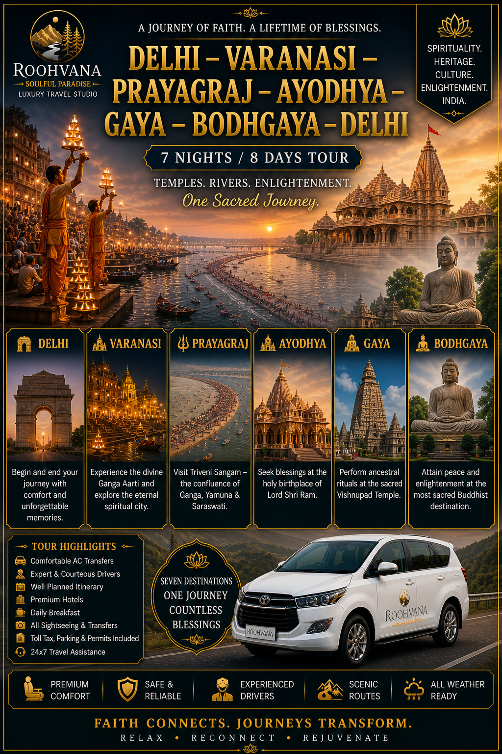 DELHI – VARANASI – PRAYAGRAJ – AYODHYA – GAYA – BODHGAYA – DELHI (7N/8D)