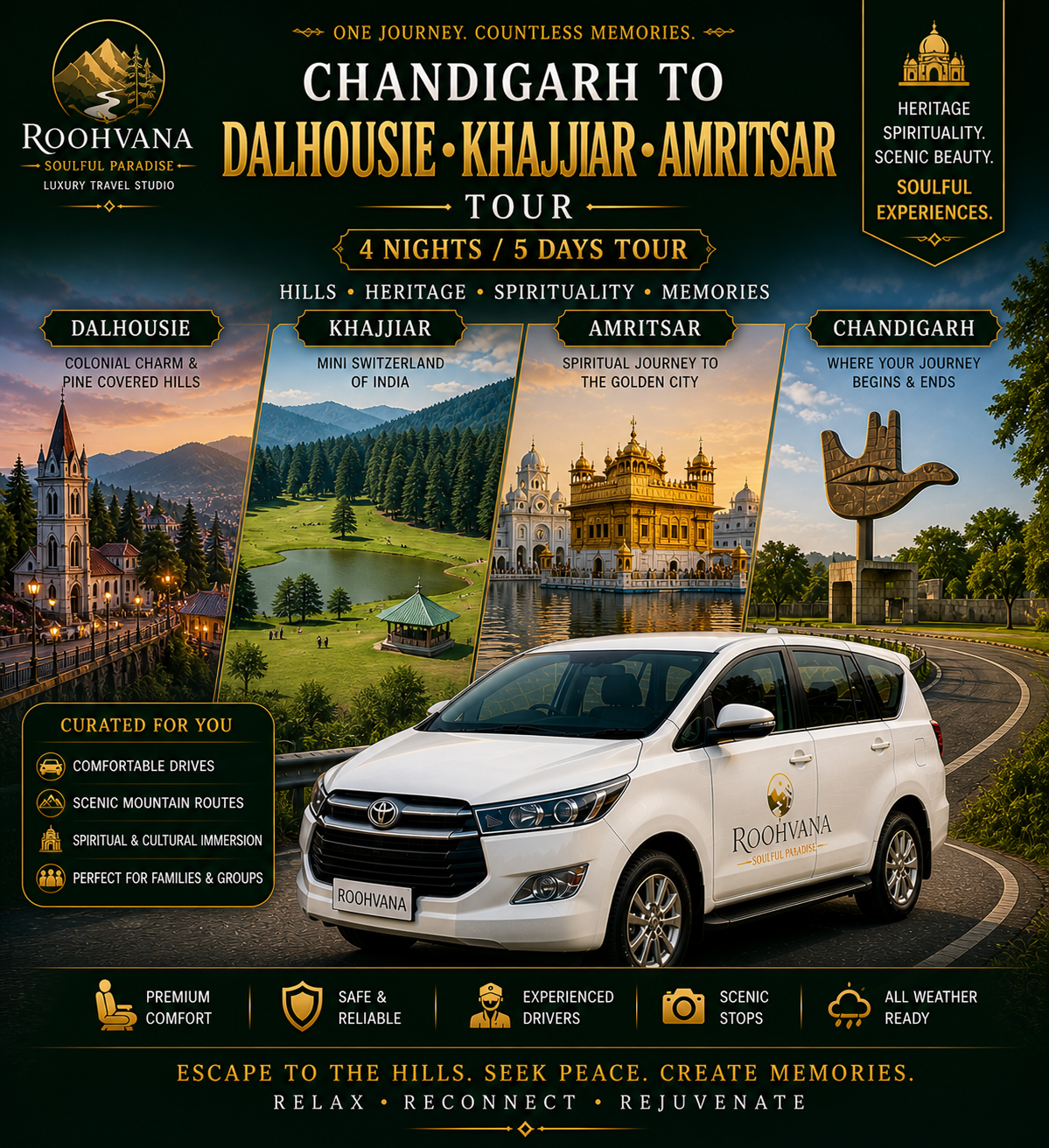 CHANDIGARH – DALHOUSIE – KHAJJIAR – AMRITSAR TOUR (4N/5D)