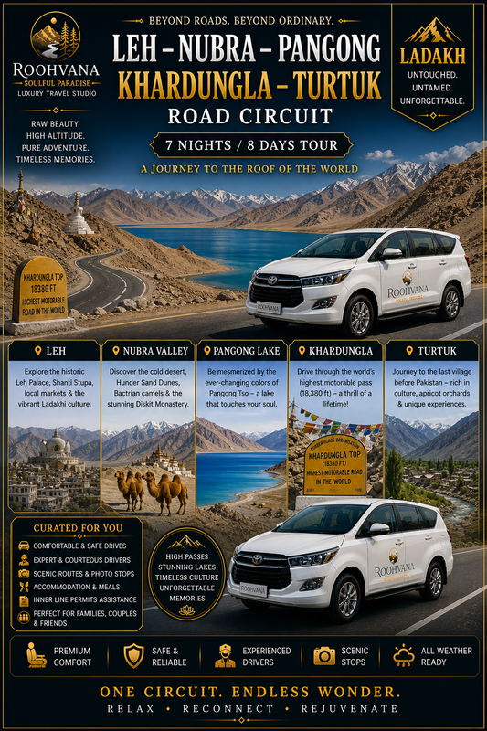 LEH-NUBRA – PANGONG – KHARDUNGLA – TURTUK ROAD CIRCUIT (7N/8D)