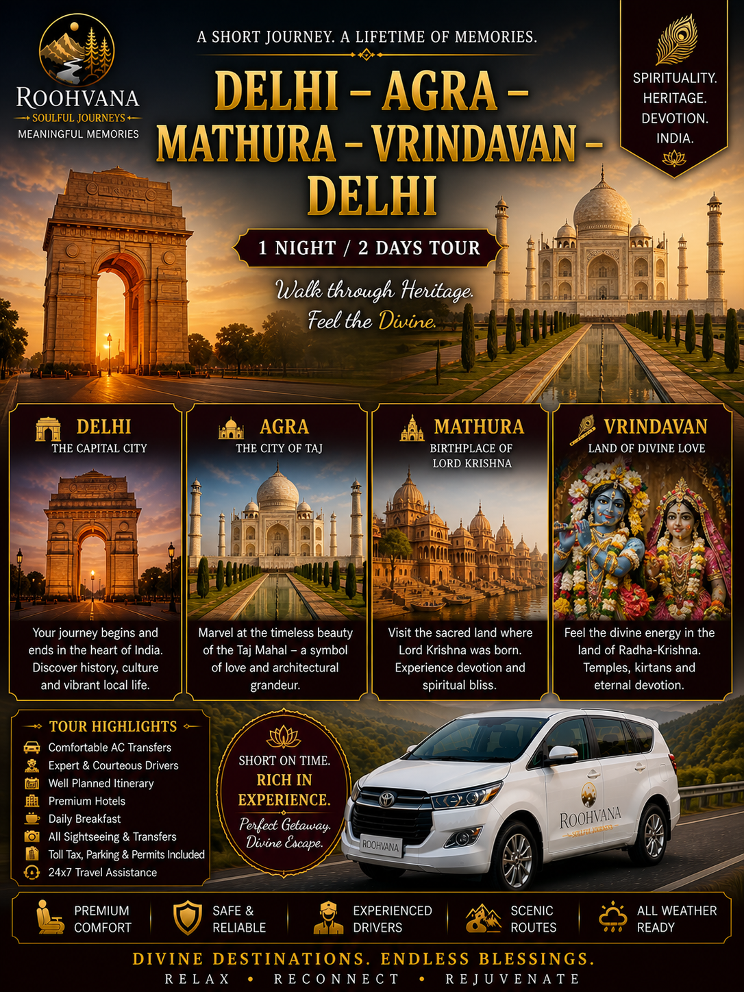 DELHI – AGRA – MATHURA – VRINDAVAN – DELHI (1N/2D)