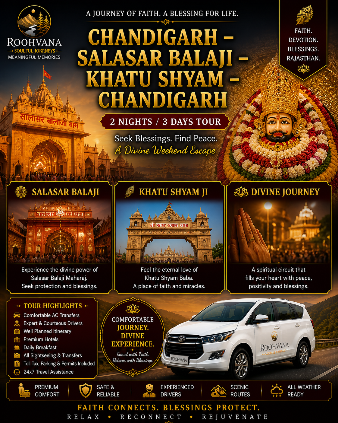 CHANDIGARH – SALASAR BALAJI – KHATU SHYAM – CHANDIGARH (2N/3D)