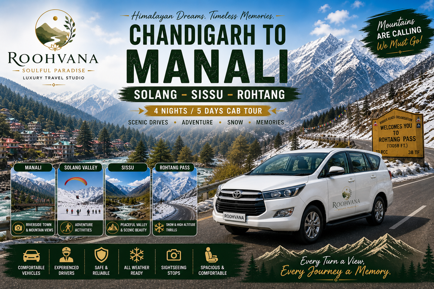 MANALI – SOLANG – SISSU – ROHTANG CAB (4N/5D)